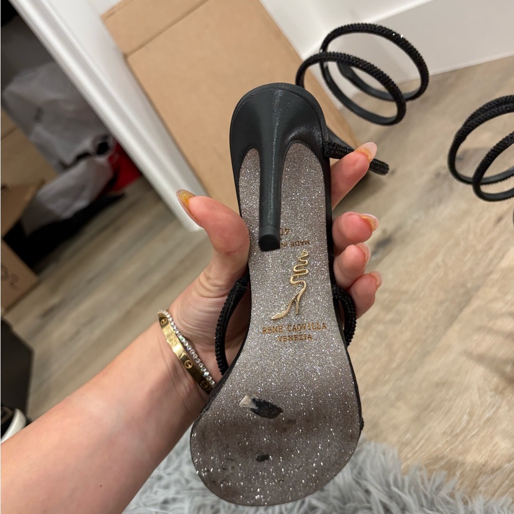 Rene caovilla black wrap up sparkly shoes - Picture 3 of 3